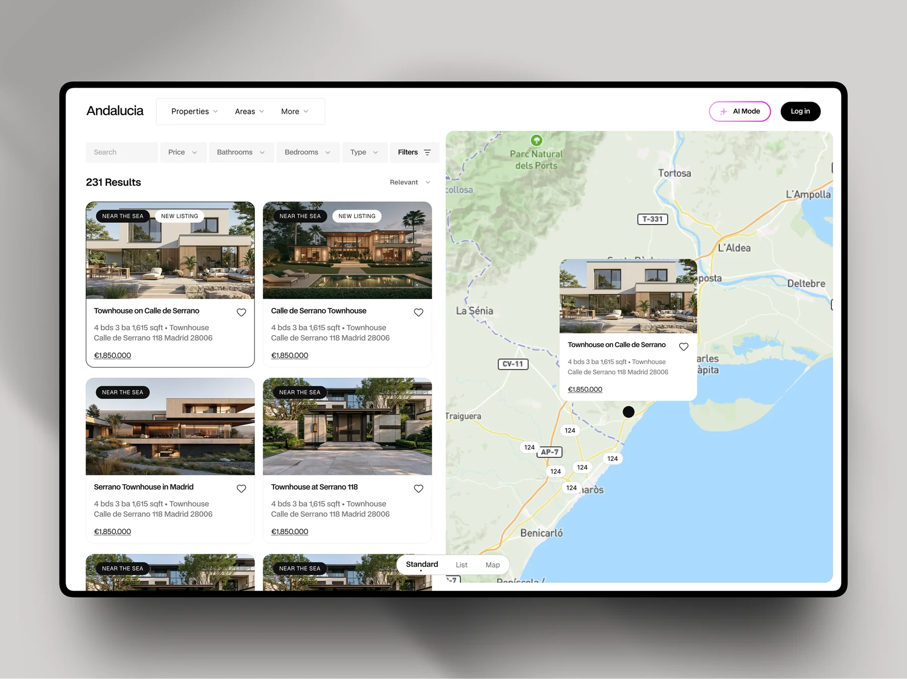 Andalucia Real Estate from first impression to a useful search design
