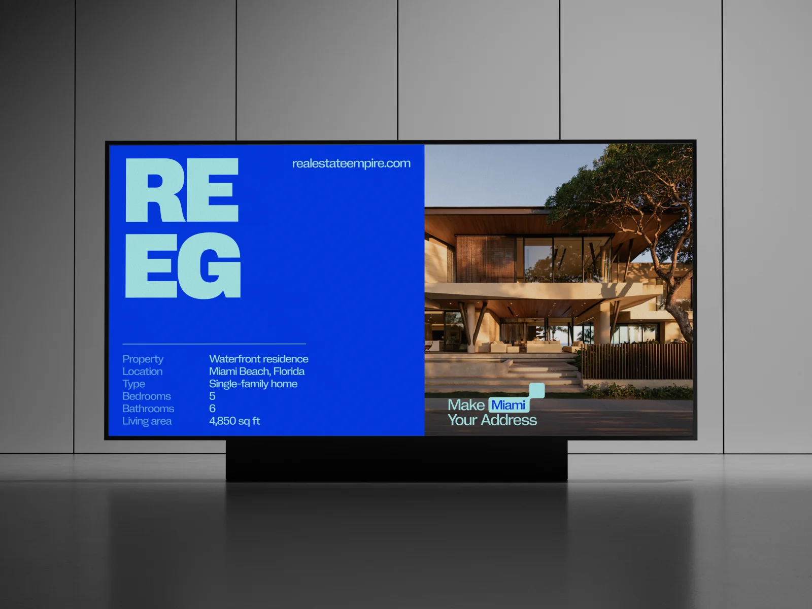 REEG property campaign on a large digital billboard