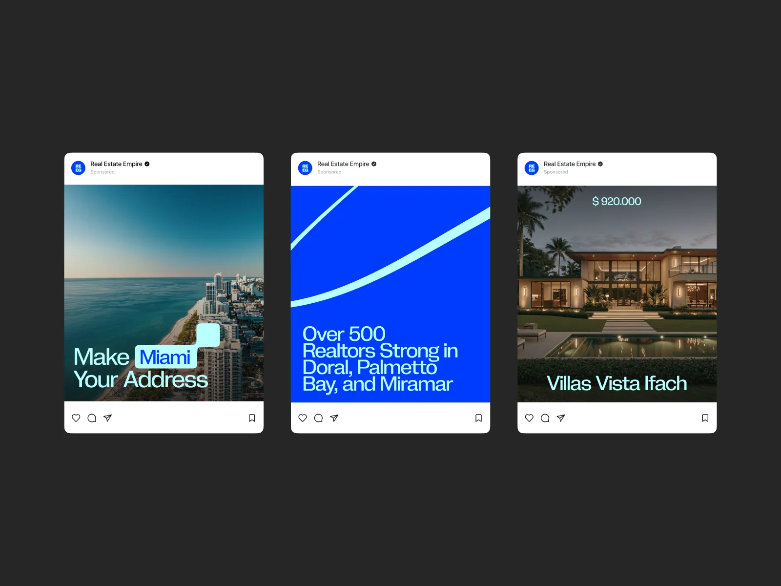 REEG Instagram campaign posts for locations, brand and properties