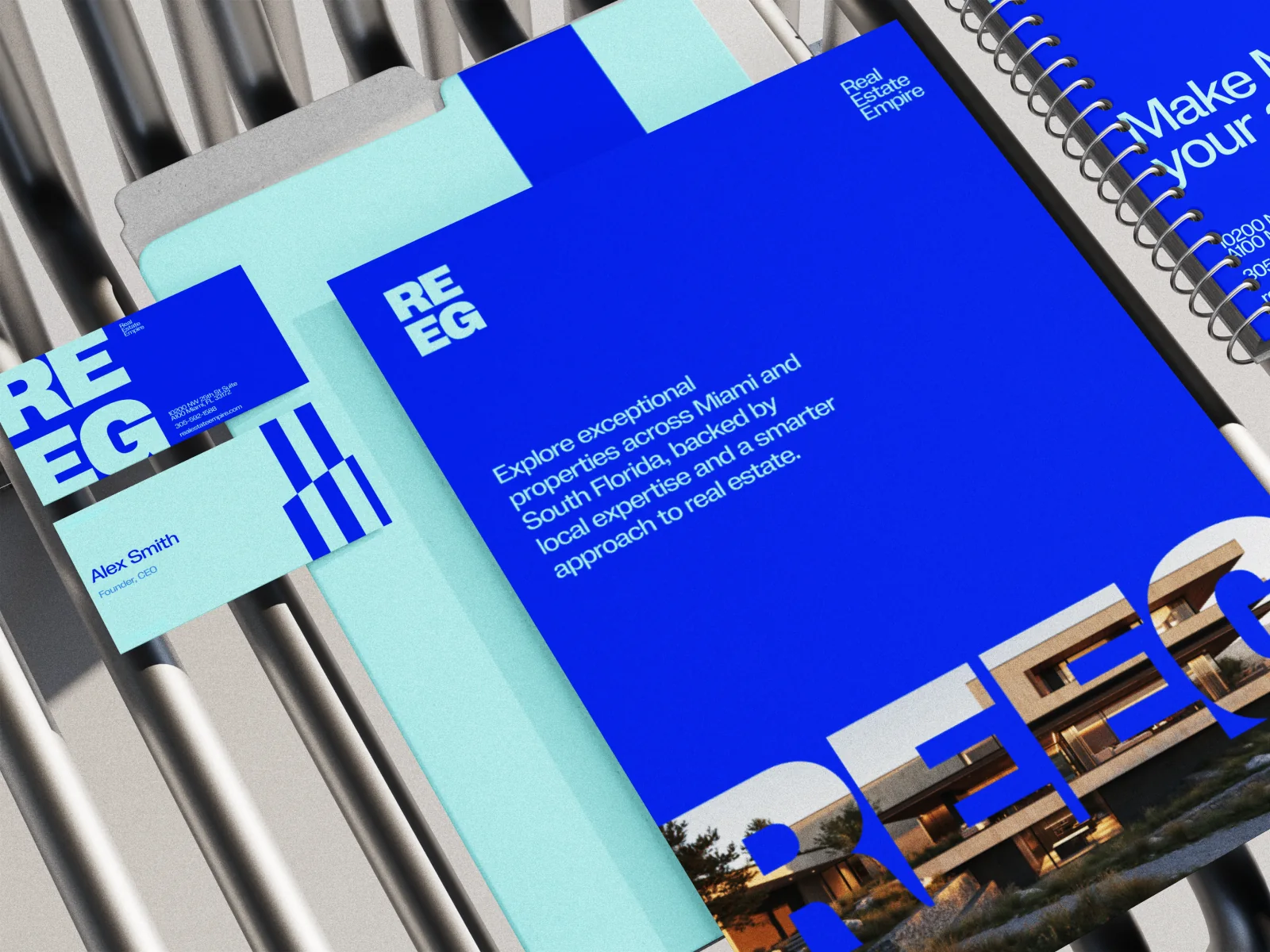 REEG business cards, folders and branded stationery